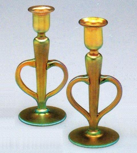 816 - Gold Aurene Iridescent Candlestick