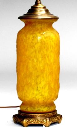 8411 - Yellow Quartz Acid Etched Vase/Lamp