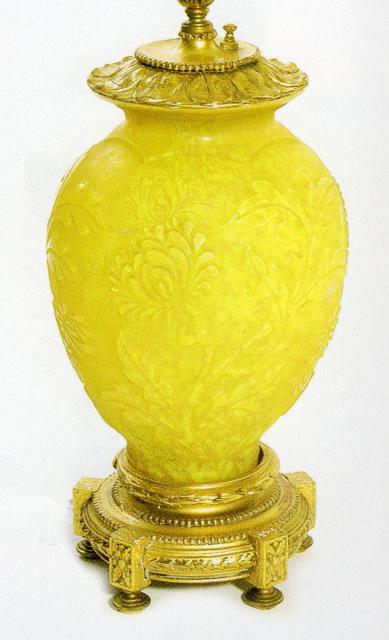 8413 - Yellow Cintra Acid Etched Vase/Lamp