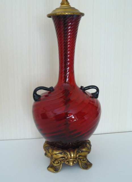 8566 - Selenium Red Transparent Vase/Lamp