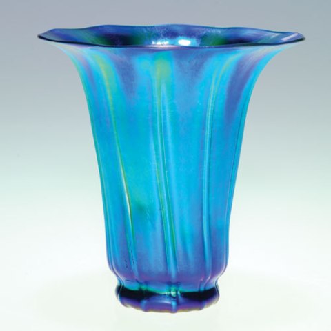 913 - Blue Aurene Iridescent Shade Vase