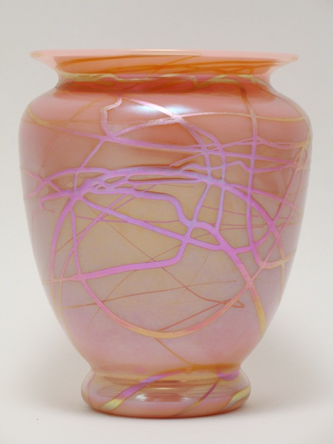 938 - Calcite Pink Iridescent Shade Vase