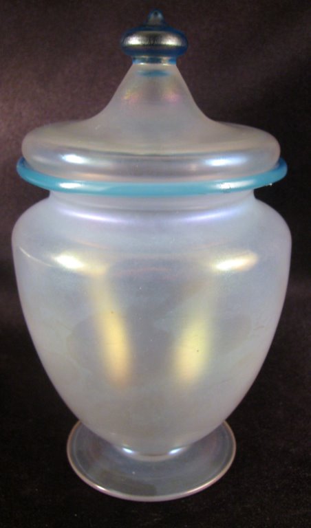 938 - Verre de Soie Iridescent Covered Vase