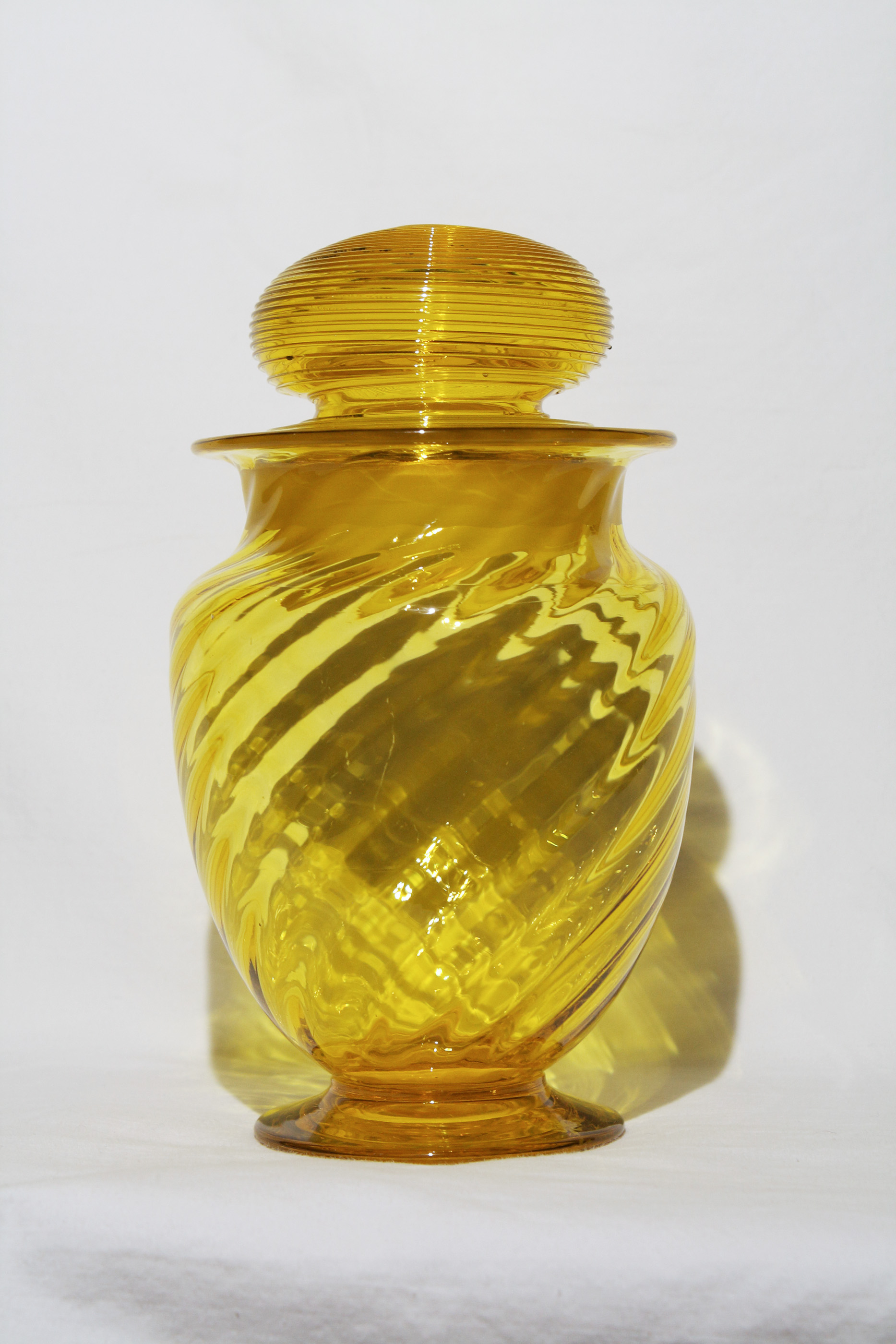 938 - Bristol Yellow Transparent Covered Vase