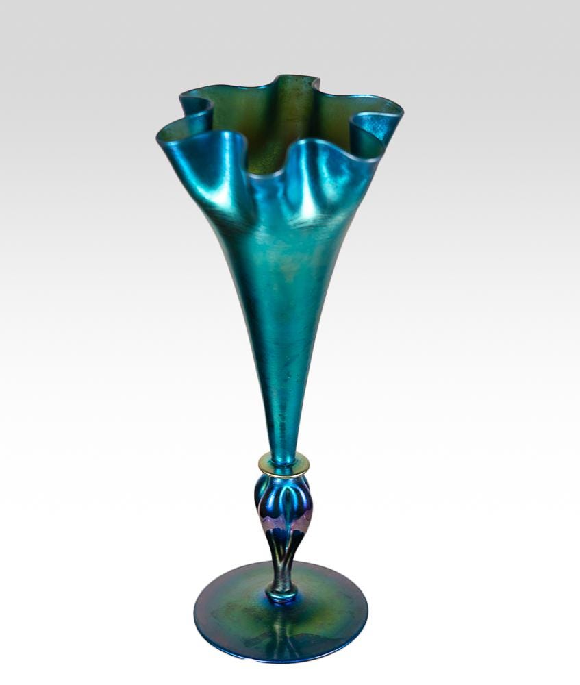 2704 - Blue Aurene Iridescent Vase