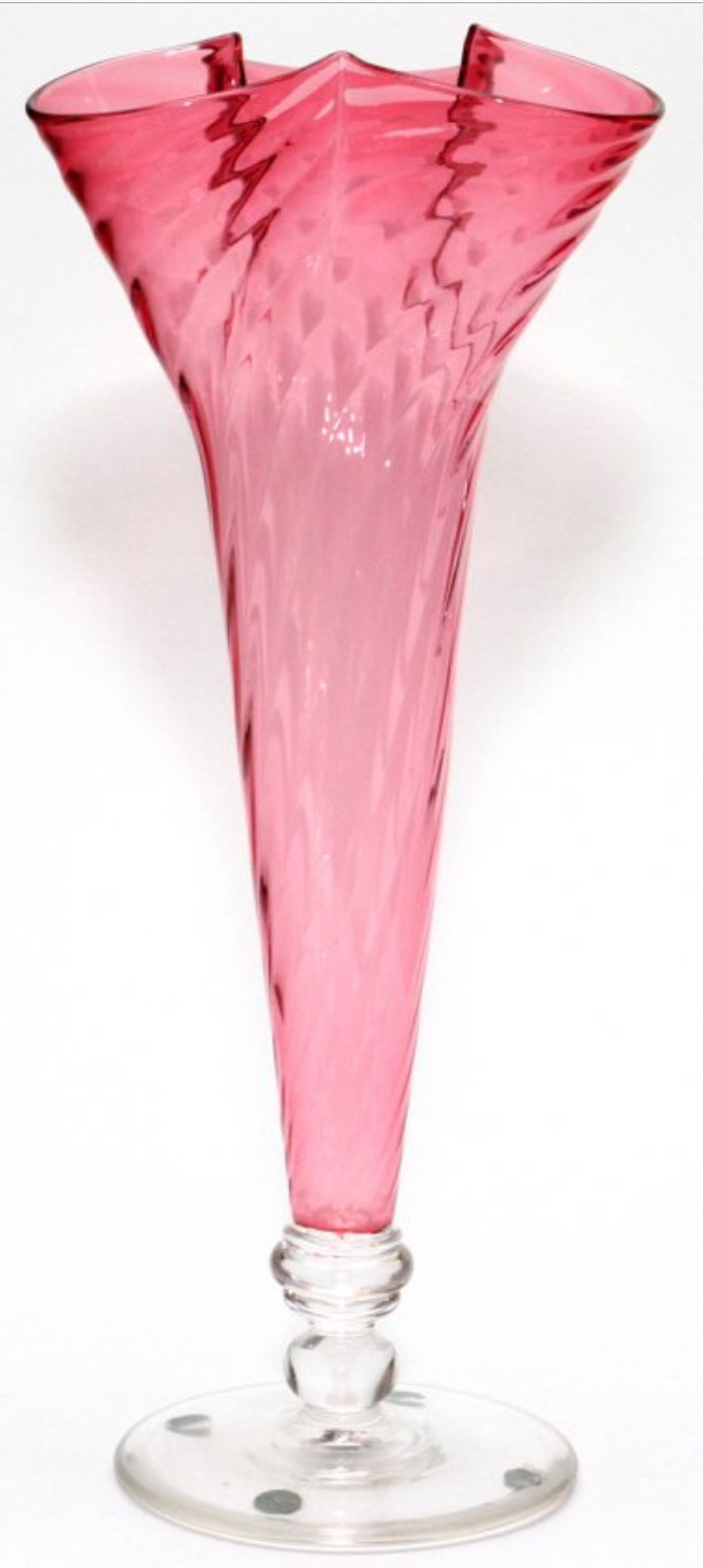 6441 - Gold Ruby Transparent Vase