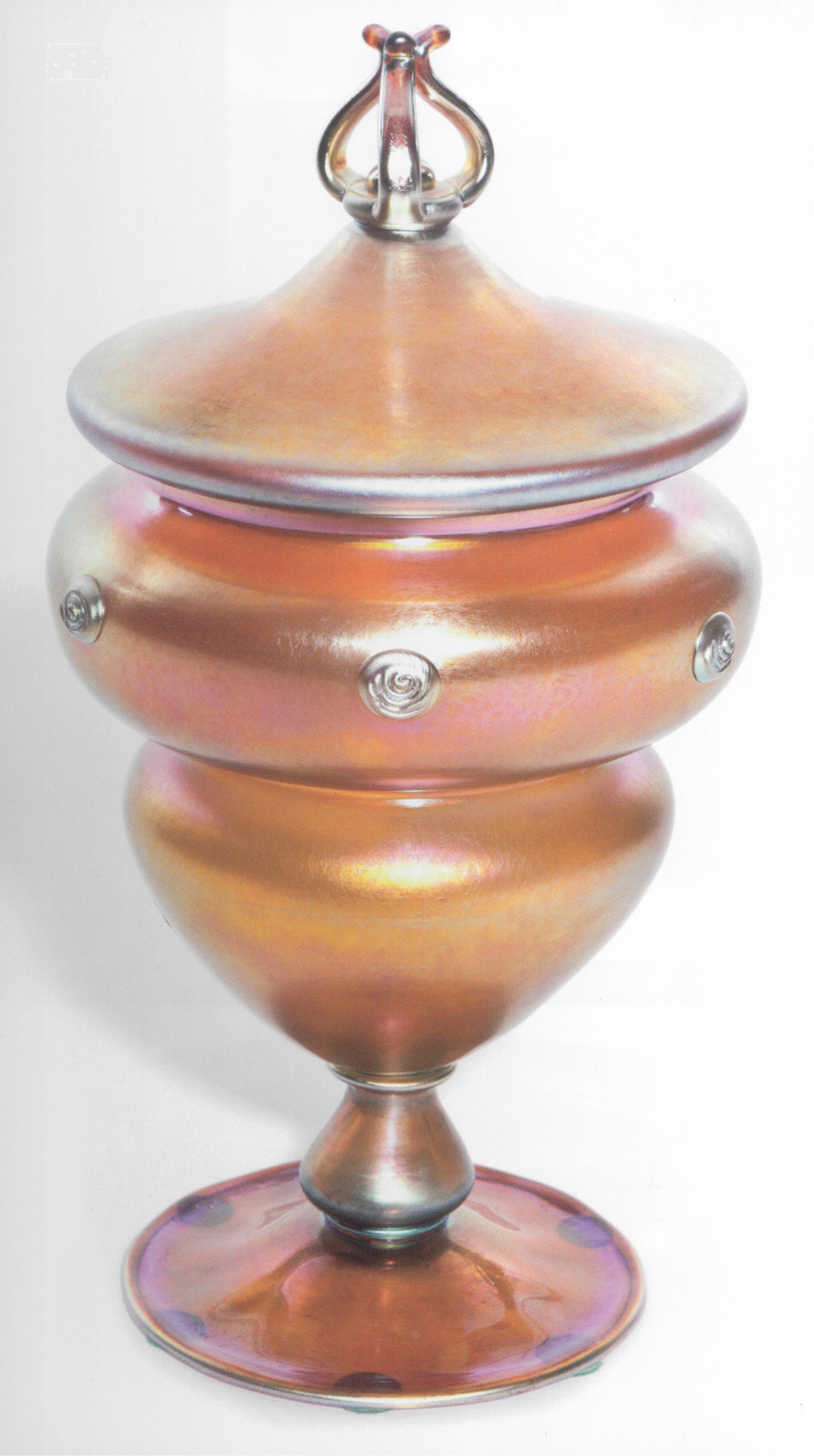 3109 - Gold Aurene Iridescent Covered Vase
