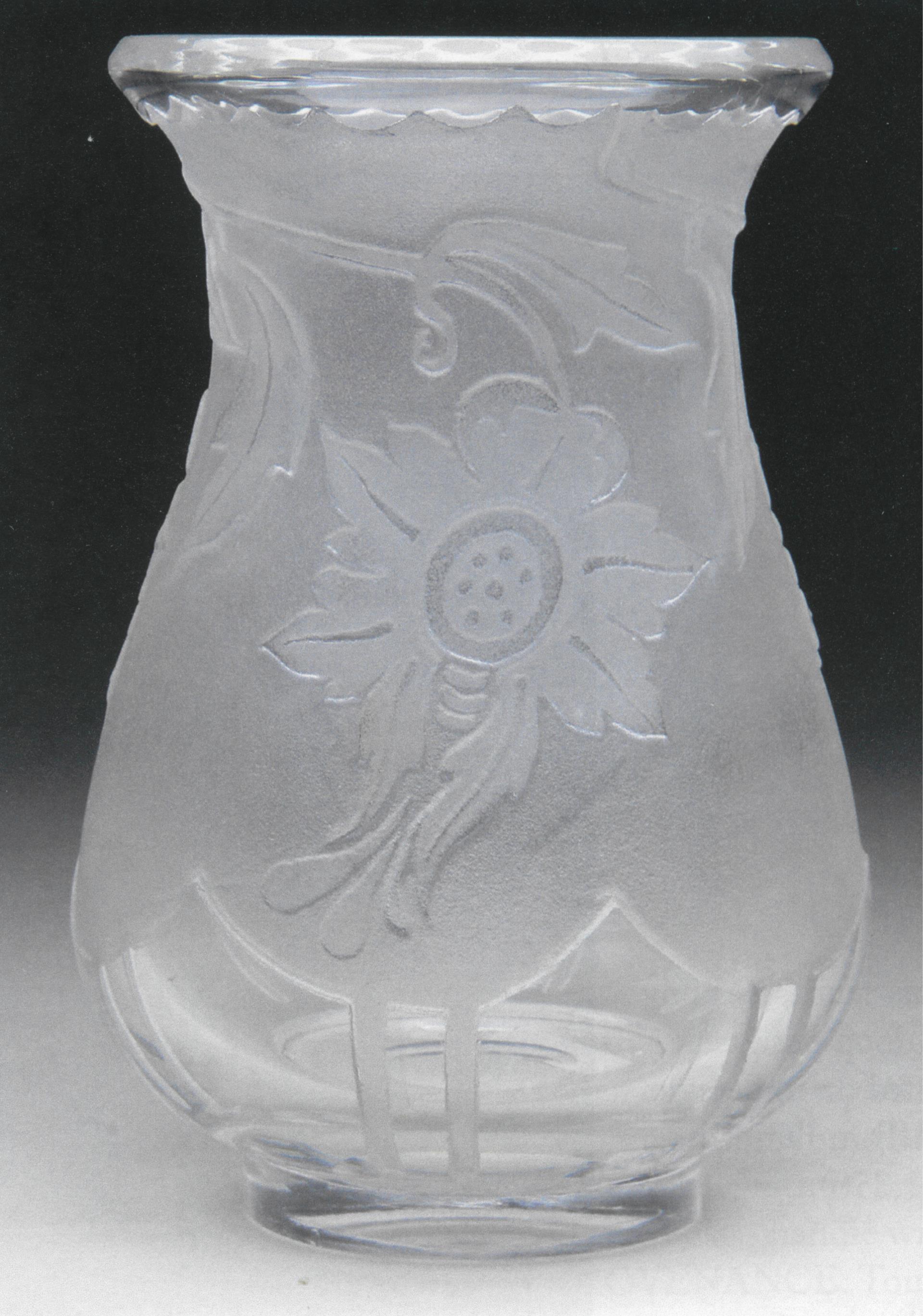 7495 - Colorless Acid Etched Vase