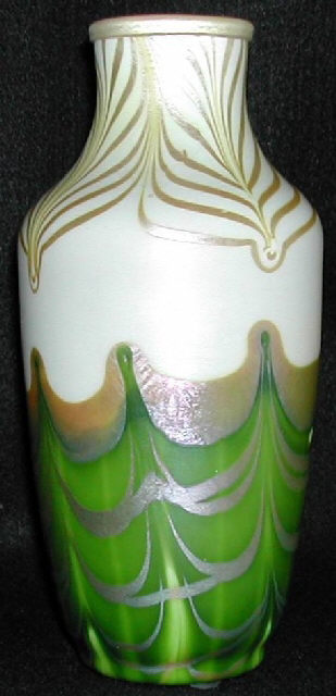 296 - Green Aurene Iridescent Vase