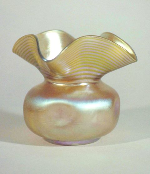 159 - Gold Aurene Iridescent Vase