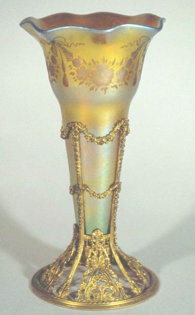 1951 - Gold Aurene Engraved Limousine Vase