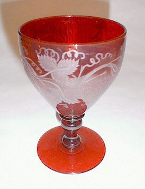 3140 - Selenium Red Engraved Goblet