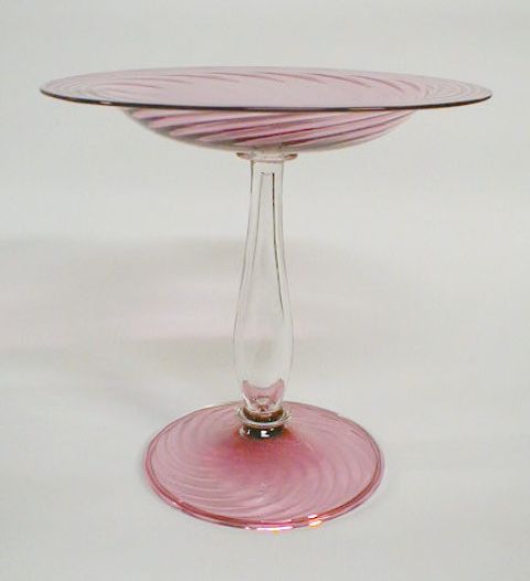 6043 - Gold Ruby Transparent Compote