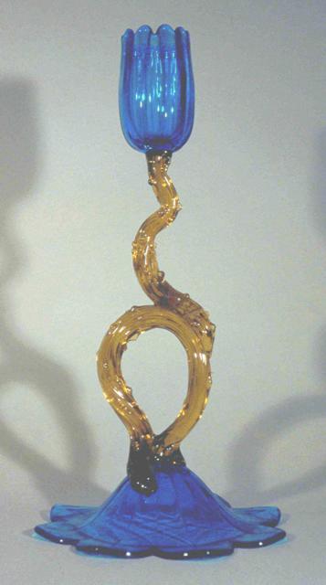6058 - Celeste Blue Transparent Candlestick