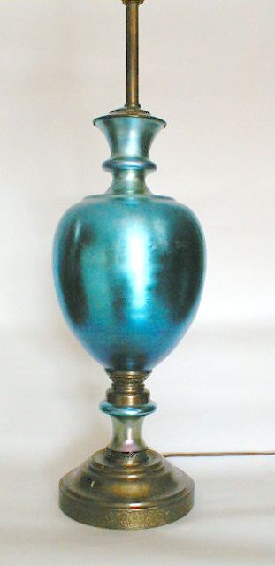 6060 - Blue Aurene Iridescent Vase/Lamp