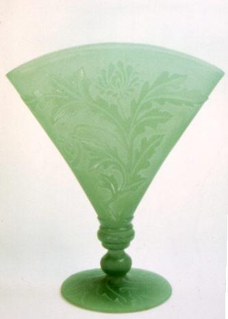 6287 - Green Jade Acid Etched Vase