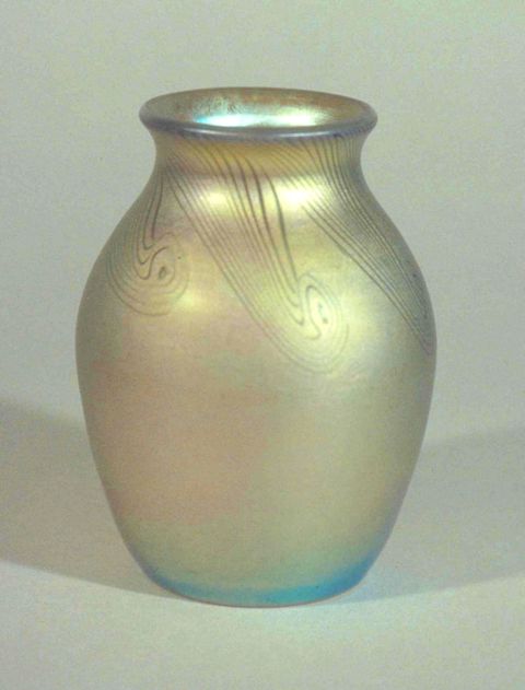 652 - Gold Aurene Iridescent Vase