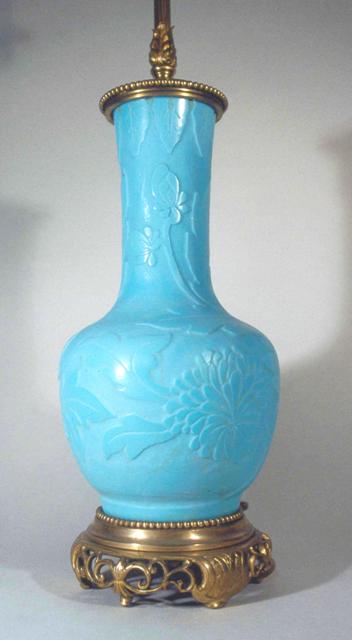 6222 - Turquoise Acid Etched Vase/Lamp