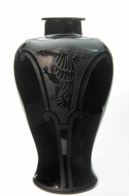 8571 - Mirror Black Acid Etched Vase