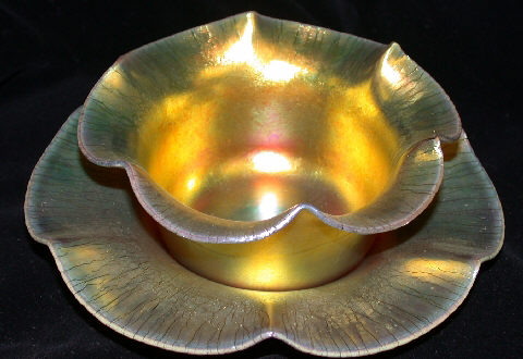 171 - Gold Aurene Iridescent Fingerbowl & Underplate