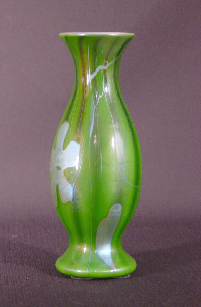 257 - Green Aurene Iridescent Vase