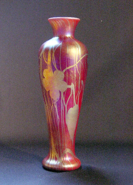 275 - Red Aurene Iridescent Vase