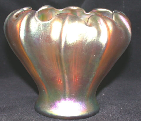 566 - Gold Aurene Iridescent Vase