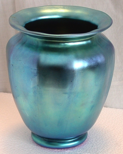 938 - Blue Aurene Iridescent Shade Vase
