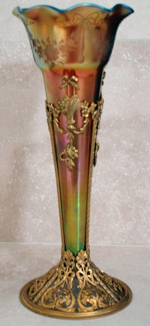 1951 - Gold Aurene Engraved Limousine Vase