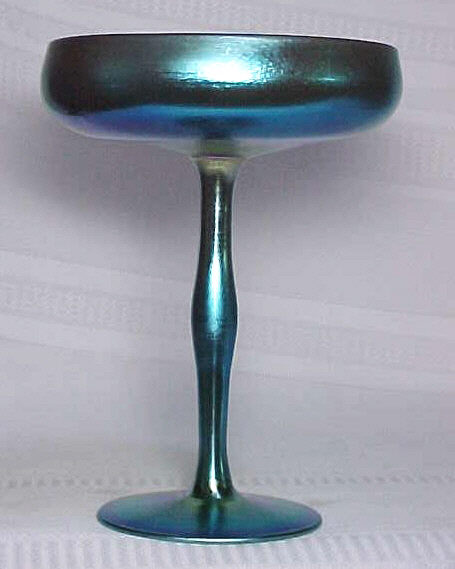 2642 - Blue Aurene Iridescent Compote