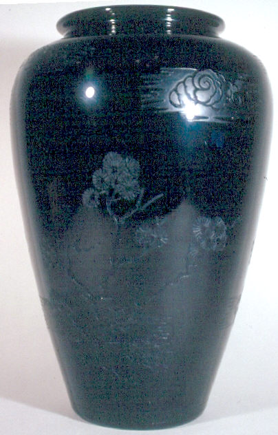 2682 - Mirror Black Acid Etched Vase