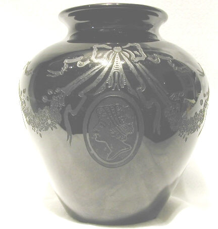 2683 - Mirror Black Acid Etched Vase