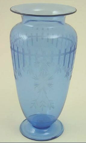 2908 - French Blue Engraved Vase