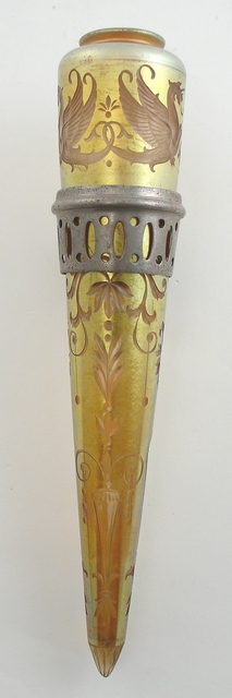 3308 - Gold Aurene Engraved Limousine Vase