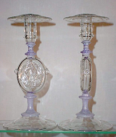 7183 - Colorless Engraved Candlestick
