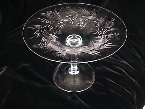 7376 - Colorless Engraved Compote
